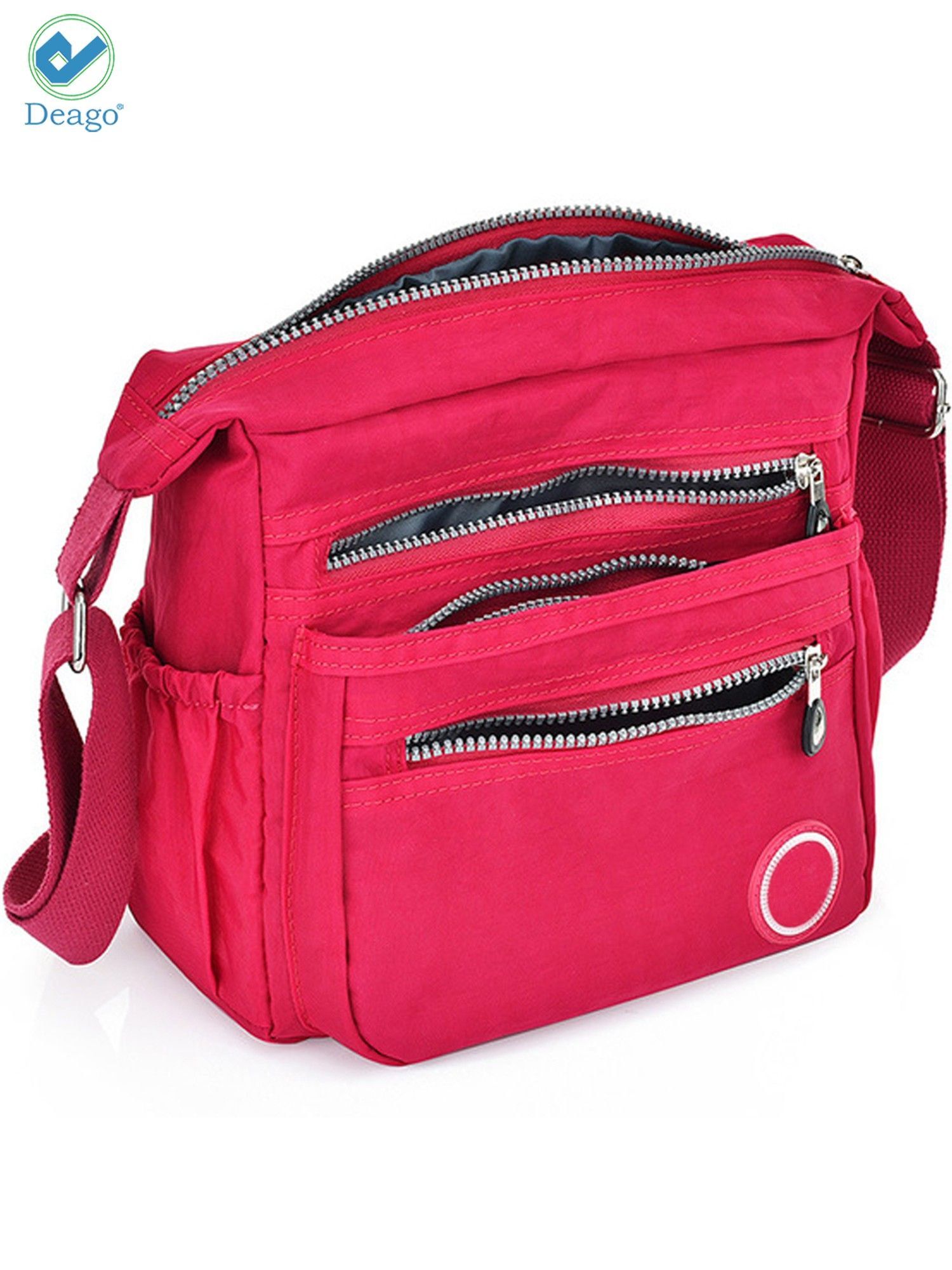 Deago Women's Waterproof Nylon Crossboby Shoulder Bag Casual Messenger Bag Handbag with Multi Pockets (Rose Red) - image 3 of 10