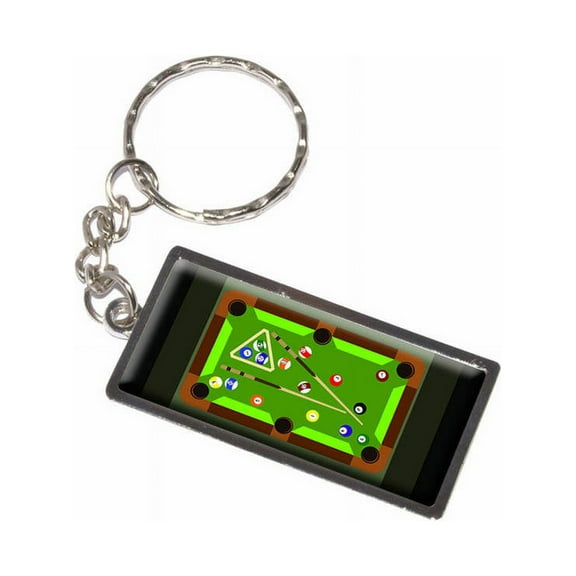 Billiard Pool Table On Black Keychain Key Chain Ring