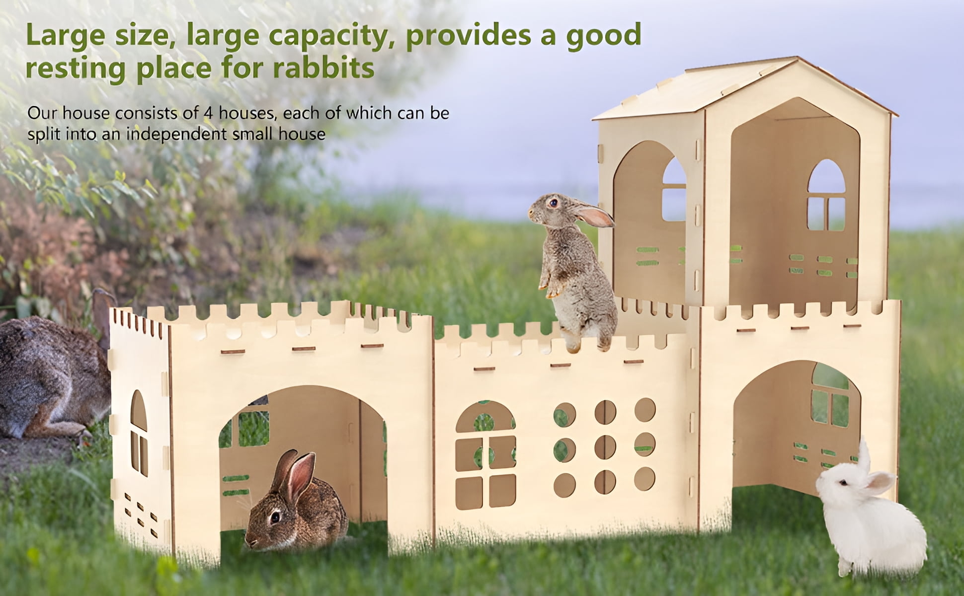 Rabbit House Indoor Extra Large Bunny Hideout – Wooden Rabbit