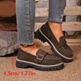 thumbnail image 4 of WLOELOEW Mocassins à Plateforme en Suède Floqué pour Femmes, Chaussures à Enfiler à Bout Rond pour Tenue Décontractée, Coupe Grand, Offertes en Taille Us 7 (Longueur du Pied : 9,65 Pouces), 4 of 9