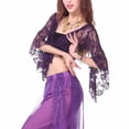 thumbnail image 6 of Qulqfy Women Tie Front Bolero Shrug Flare Sleeve Lace Purple Sheer Flowy Cardigans Womens Latin Dance Tops, 6 of 7