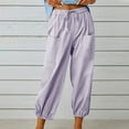 thumbnail image 2 of FAIWAD Womens Sweatpants with Pockets Cotton Linen Elastic Waist Capri Pants Plus Size Drawstring Pants, 2 of 7