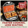thumbnail image 2 of Ceramic Mini Panini Press  Breakfast Sandwich Maker 2-slice Grilled Cheese Sandwichera Electrica Toaster Pfas-free Coating White, 2 of 7