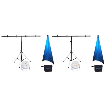 (2) Rockville PARTY STAND LED Lighting Bar Stands+RGB Remote+Scrims+Par Lights