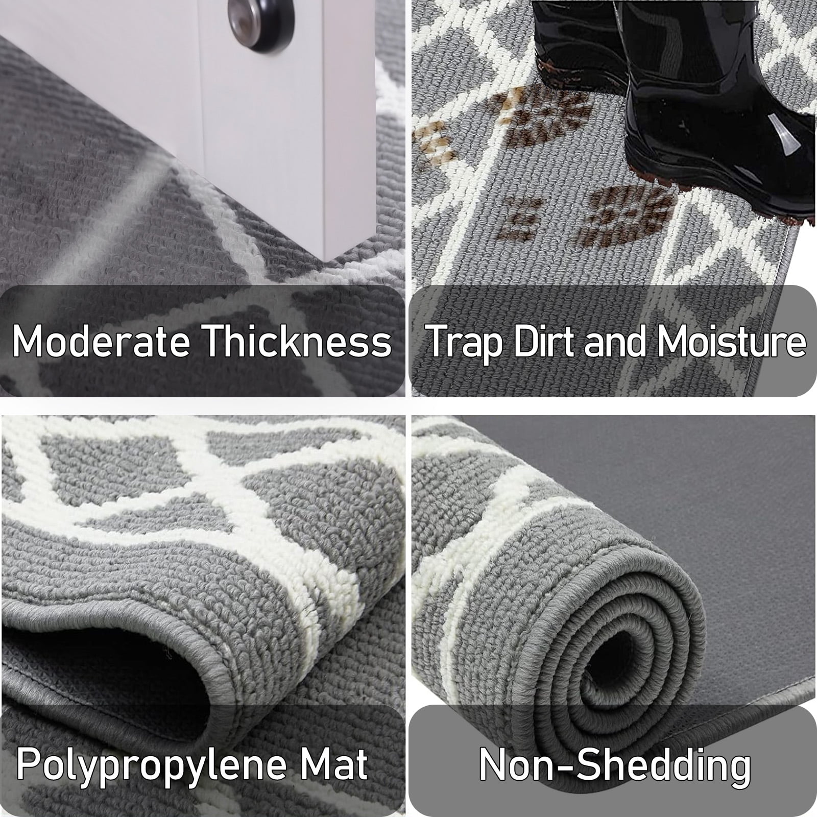 Yamaziot 2'x8' Hallway Runner Rug Washable Kitchen Floor Runners for Hallway Non Skid Entryway Runner Mat Low Profile Inside Doormat Door Rugs for Hallway Laundry Room Gray