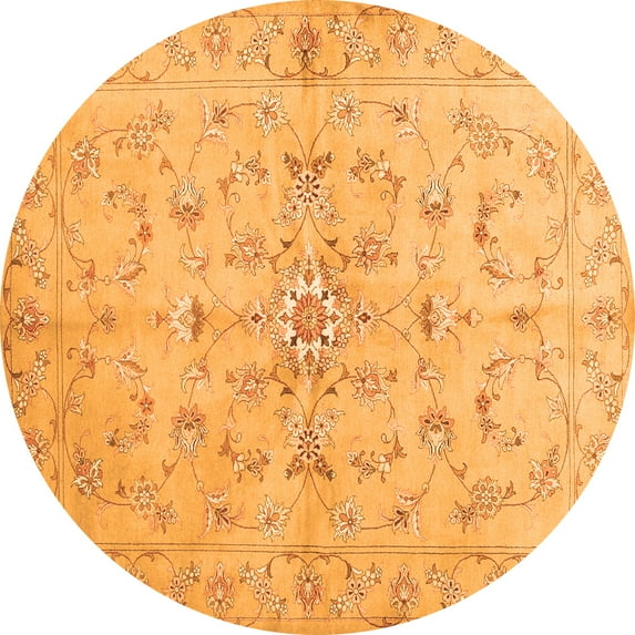 Ahgly Company Indoor Round Abstract Orange Contemporary Area Rugs, 5' Round