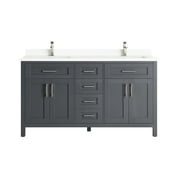 OVE Decors Tahoe-Lux 60 in. Vanity Kit in Dark Charcoal with Included Brushed Nickel Bea Faucet