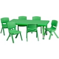 thumbnail image 1 of Bowery Hill 7 Piece Plastic/Steel Rectangular Activity Table Set in Green, 1 of 3