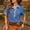Blue, variant on Women's Colorblock Short Sleeve Button-Down Top with Linen Denim Contrast Collar
