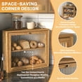 thumbnail image 3 of Large Bread Box for Kitchen Counter, Corner Wooden Large Capacity Bread Storage with Glass Lid Rustic Brown, 3 of 7