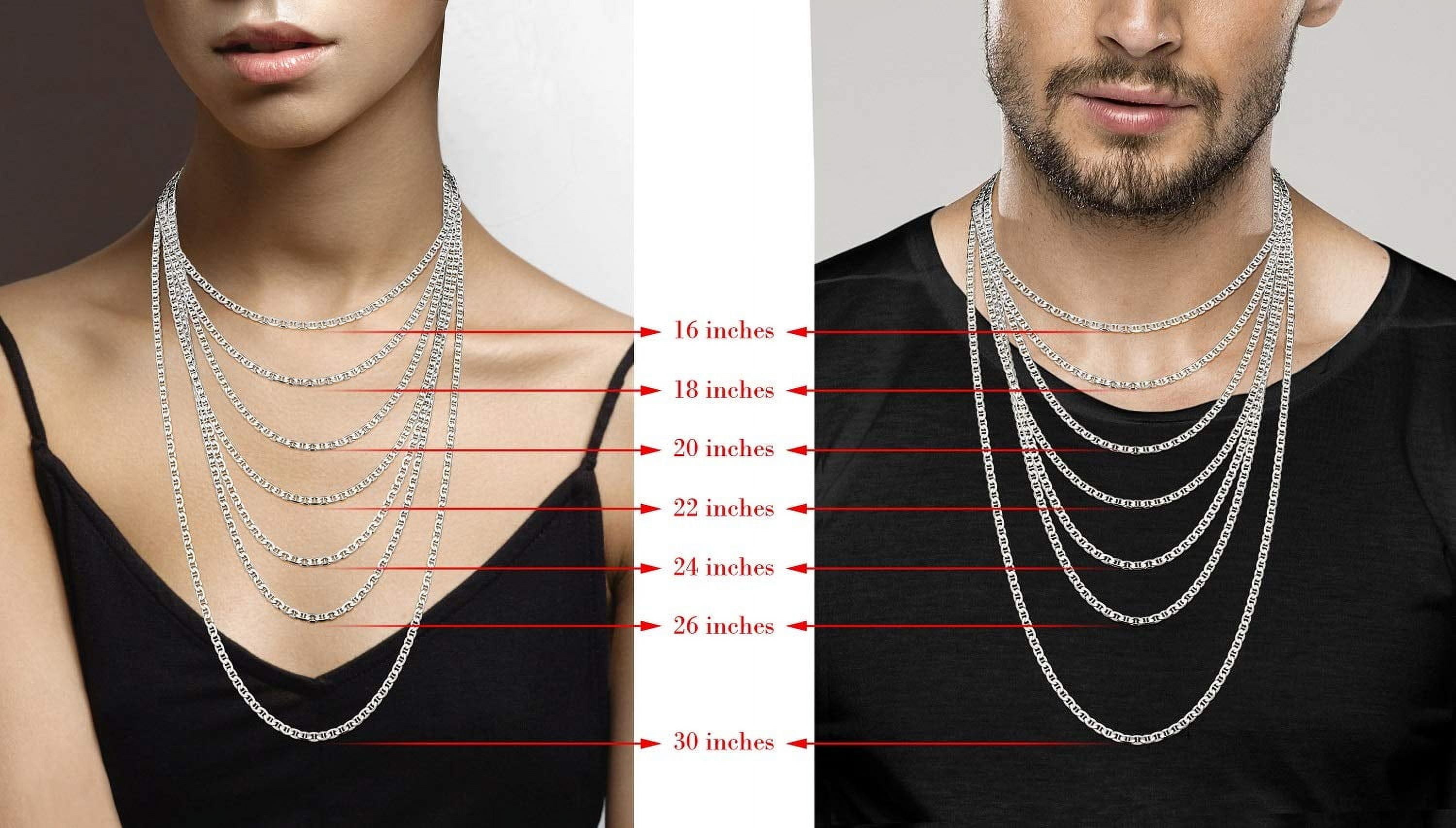 Miabella Italian Solid 925 Sterling Silver 4mm Diamond-Cut Solid Flat Mariner Link Chain Necklace for Women Men, Made in Italy (Length 18 Inches (women's average length))