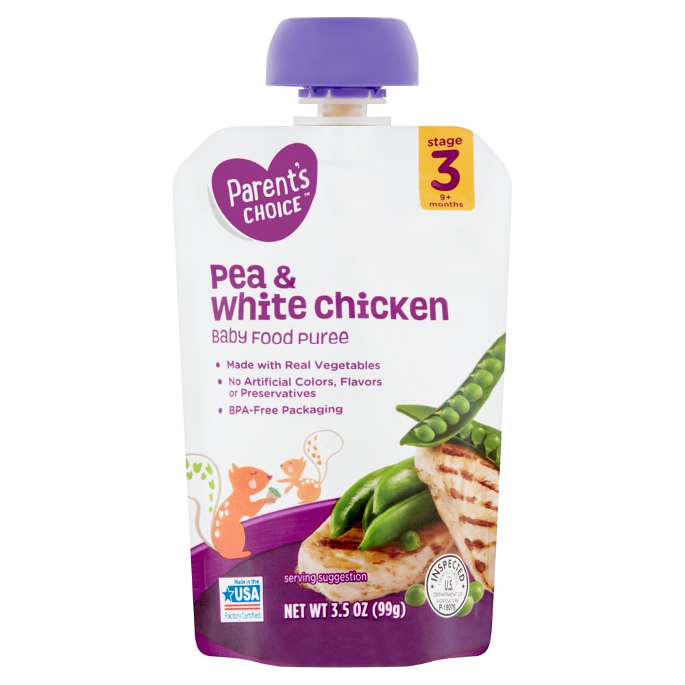 Parent�s Choice Stage 3 Baby Food, Pea &amp; White Chicken, 3