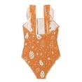 thumbnail image 2 of Girls Ruffled One Piece Swimsuit Summer Beach Vacation Swimwear Tank Swimsuit Orange Element, 2 of 8