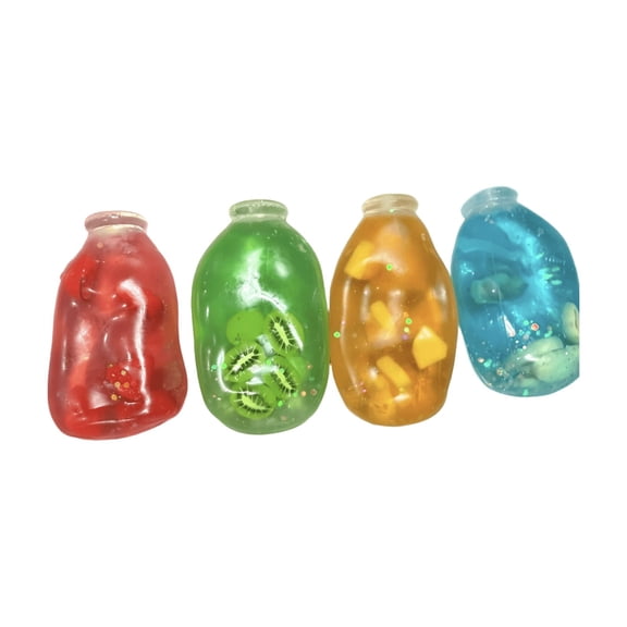 Winsafor Milk Bottle Squishy Stress Relief - Fruit Series Random Assorted Stress Balls, Squeeze Fidget Toy, Squishy Toys for Kids, Soft Sensory Ball