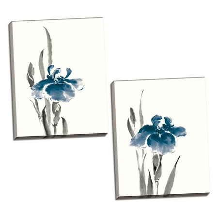 - Gango Home Decor Contemporary Japanese Iris II & III Crop Indigo by Chris Paschke (Ready to Hang); Two 16x20in Hand-Stretched Canvases