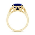 thumbnail image 2 of Rosec Jewels Oval Created Blue Sapphire Solitaire Ring with Diamond for Women - 10X14 mm, 18K Yellow Gold, US 7.00, 2 of 8