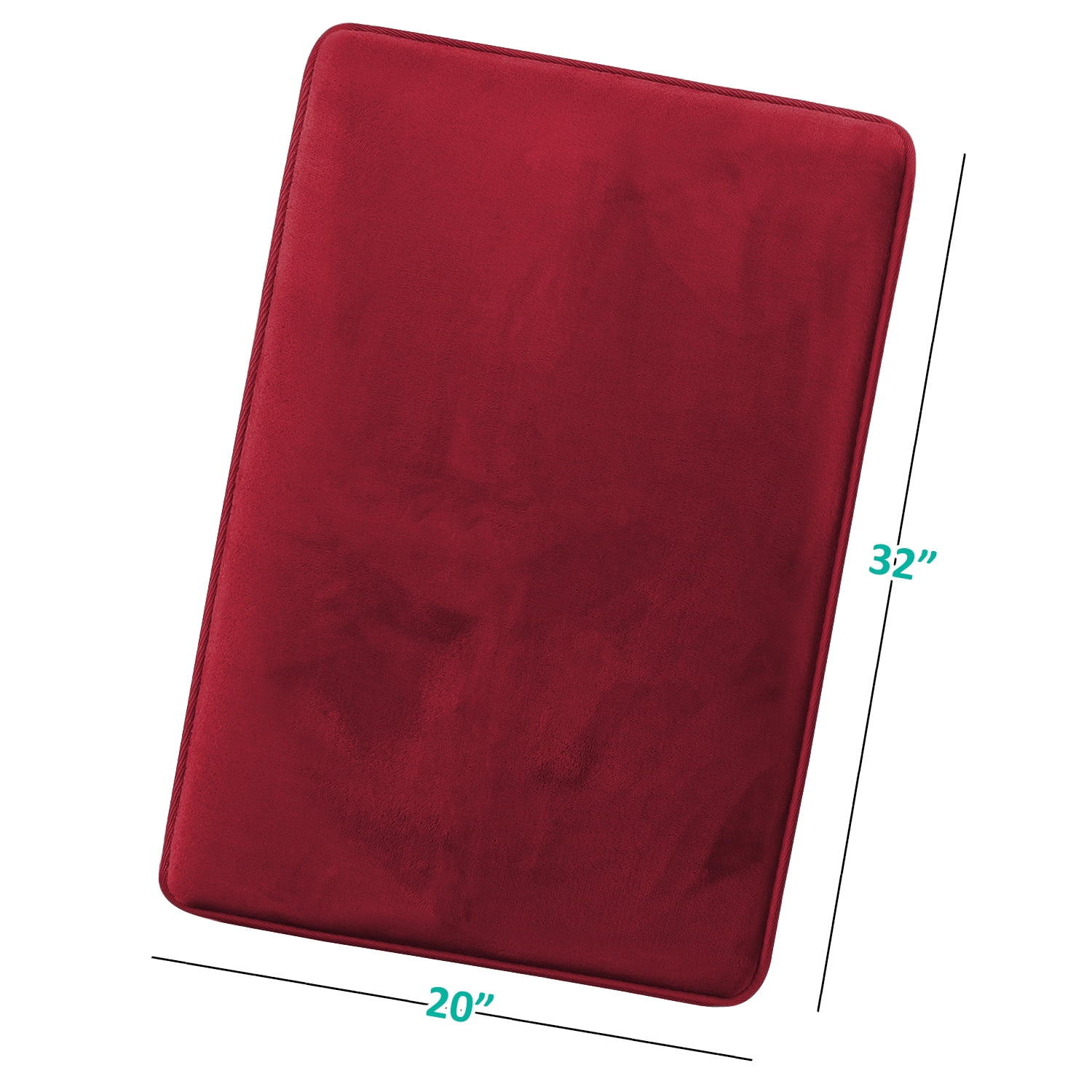 Nestl Absorbent Memory Foam Bath Mat Set Bathroom Rug, Red, 20"X30"