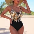 thumbnail image 7 of COMVALUE Women's Tummy Control One Athletic Swimsuit Twist Front Ruched Bathing Suits Tie Back Swimwear (Yellow, S), 7 of 7