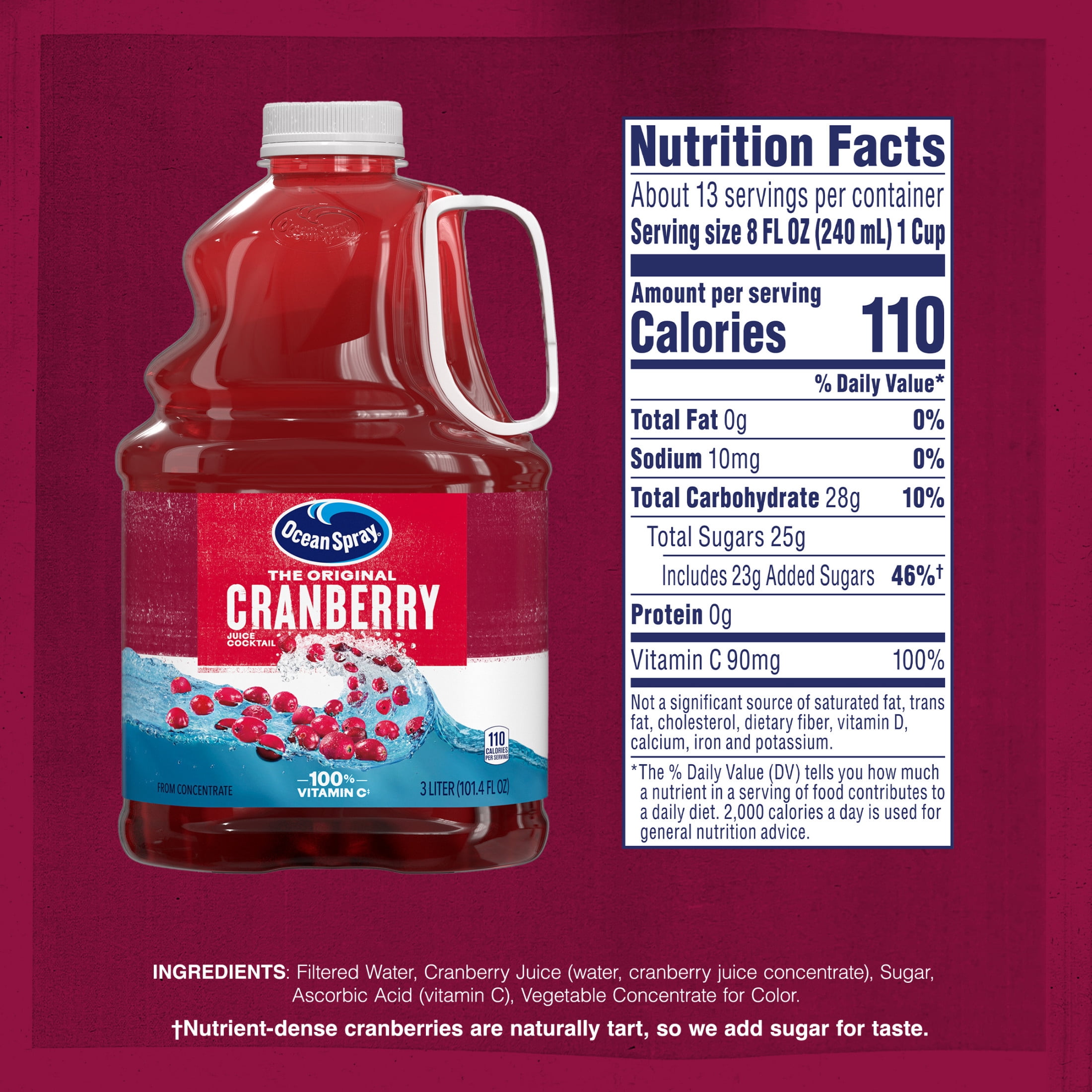 (3 pack) Ocean Spray® Cranberry Juice Cocktail, 101.4 fl oz Bottle