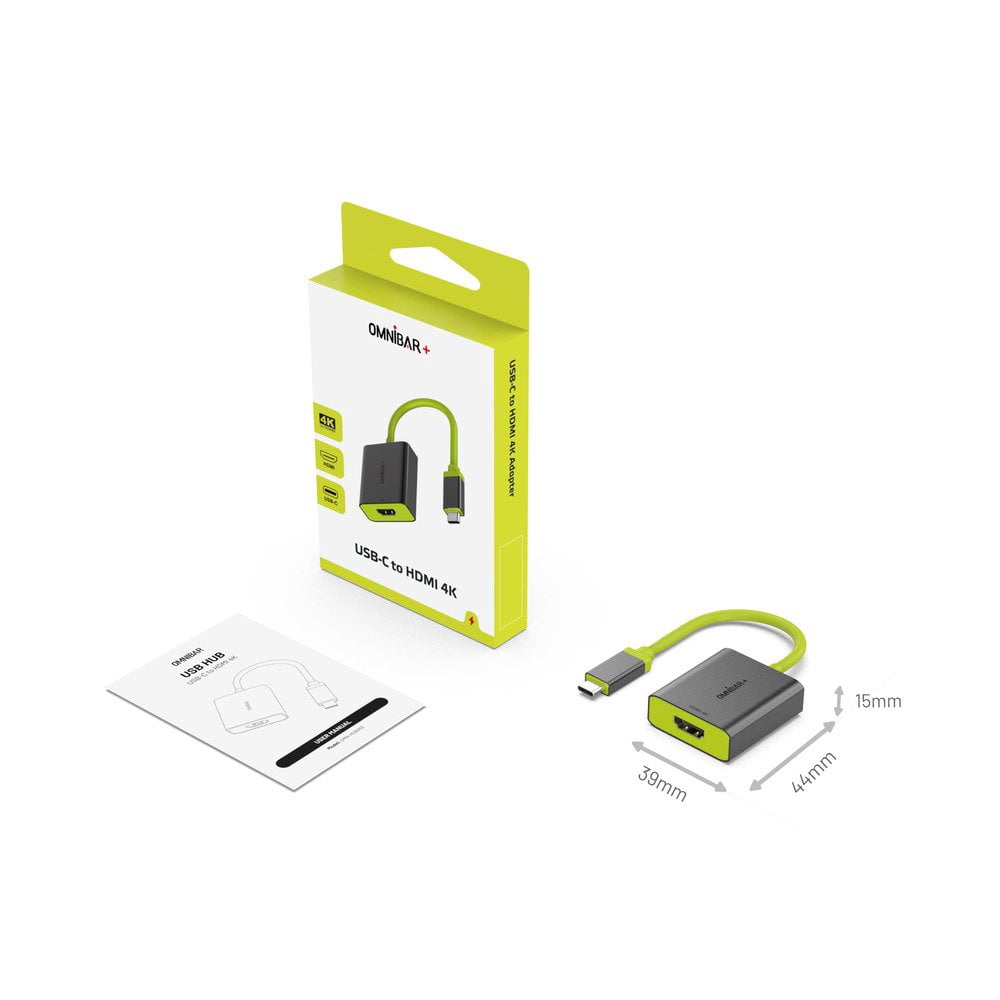 Omnibar OMN-HUB003 O16-000013 60 W USB C Hub, Gray, Yellow & Green