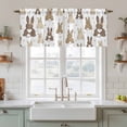 thumbnail image 2 of Brown Love Heart Bunny Tier Curtains, Polka Dot Rabbits Farmhouse Light Filtering Kitchen Curtains, 2Pcs Rod Pocket Half Window Treatments Panels for Sink Cafe Cabinet Camper 27.5x36 Inches, 2 of 9