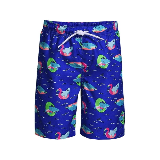 Lands' End Boys Slim Printed Volley Swim Trunks