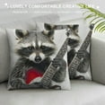 thumbnail image 3 of ONETECH Cute Raccoon Playing Guitar Decorative Throw Pillow Covers Pillows Case Square Cushion Cover Cases Pillowcase Sofa Home Decor for Couch Bed Patio Car, 3 of 5