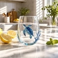 thumbnail image 4 of Artisanal Blue Ringed Glassware Octopus Stemless Wine Glass Handcrafted Borosilicate Nautical Tabletop Bar Decor Gift Set,Gifts for friends, family, and coworkers(F), 4 of 7