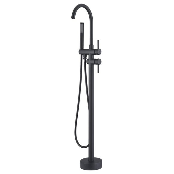 Artiqua Freestanding Tub Filler Bathtub Faucet Black Floor Mount Brass Bathroom Faucets with Hand Shower