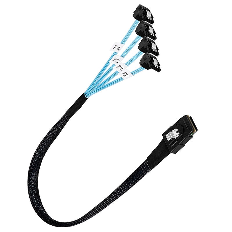 Mini SAS SFF8087 To 4 SATA Right Angled Cable 36P To 4 SATA 7P Cable 12Gbps Hard Drive Server Cable