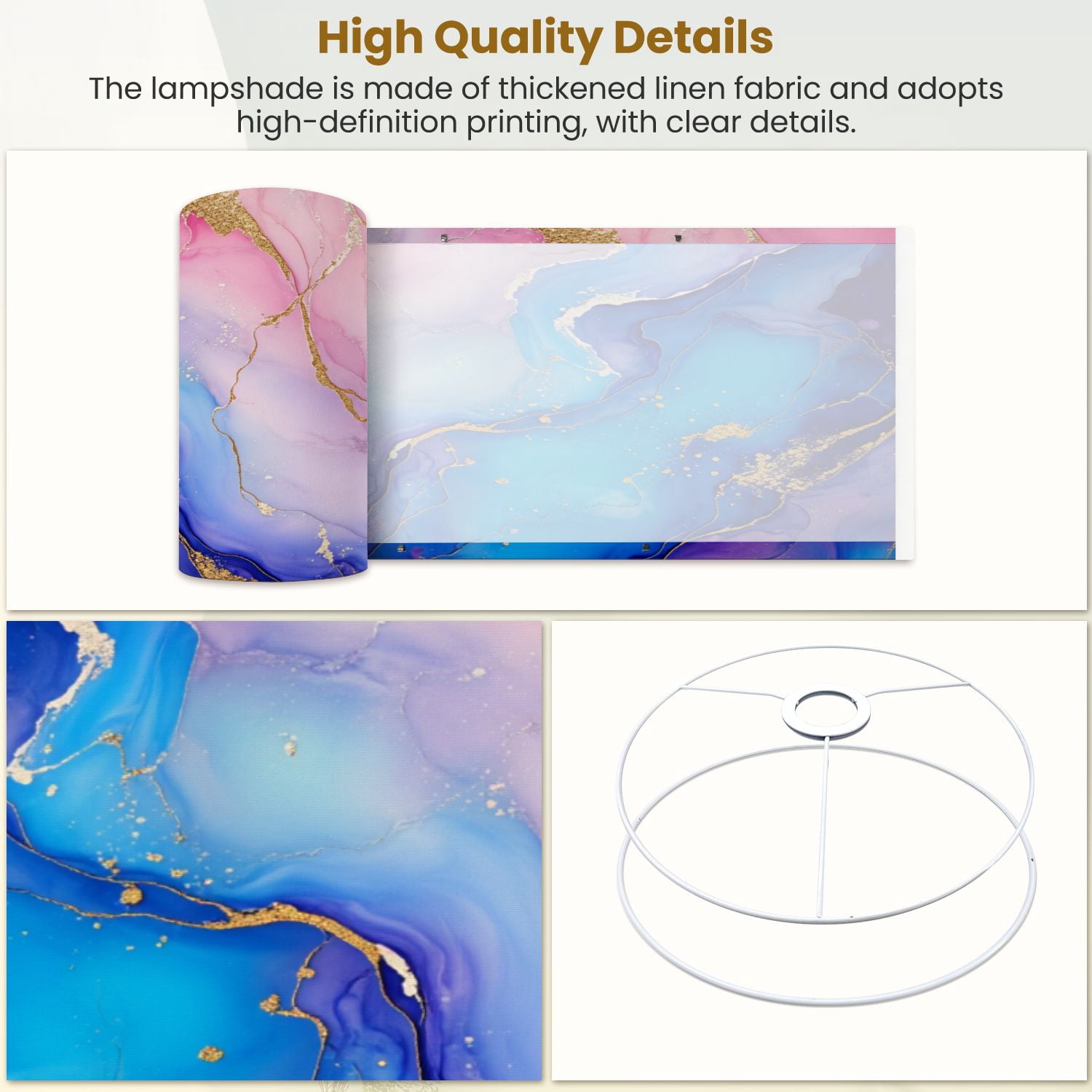 Linen Drum Lamp Shades Alcohol ink colors translucent Abstract multicolored marble 13" x 13" x 10" Lampshade for Table Lamps Floor Lamps Lamp Shade Replacement Easy Assembly Required