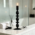 thumbnail image 6 of Linnome Halloween Themed Black Glass Candlestick, Elegant Gothic Taper Candle Holder for Table Centerpiece Decor, Spooky Party Ornament and Haunted House Holiday Decoration Gift, 6 of 6