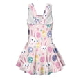 thumbnail image 4 of Xoenoiee Rabbit Bunny Egg Print Girls One Piece Swimsuit Easter Sleeveless Bathing Suit with Skirt UPF 50+ Kids Rash Guard Beach Swimwear Swim Dress, Size 6-7 Years, 4 of 7