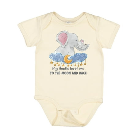 

Inktastic My Auntie Loves Me to the Moon and Back Elephant Family Gift Baby Boy or Baby Girl Bodysuit
