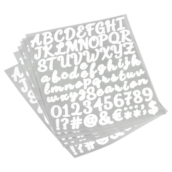 Self Adhesive Vinyl Letter Alphabet Number Stickers,White 1" 76 Count/Sheet,6 Pack