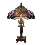 CHLOE Lighting ZYGO Tiffany-style 2 Light Dragonfly Table Lamp 19" Shade