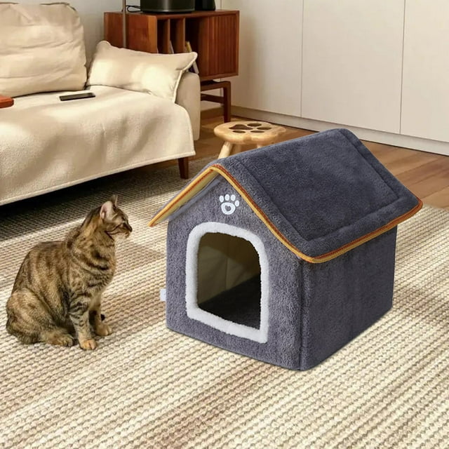 Casa para gatos Fernando cama cueva con cojín interior gris S
