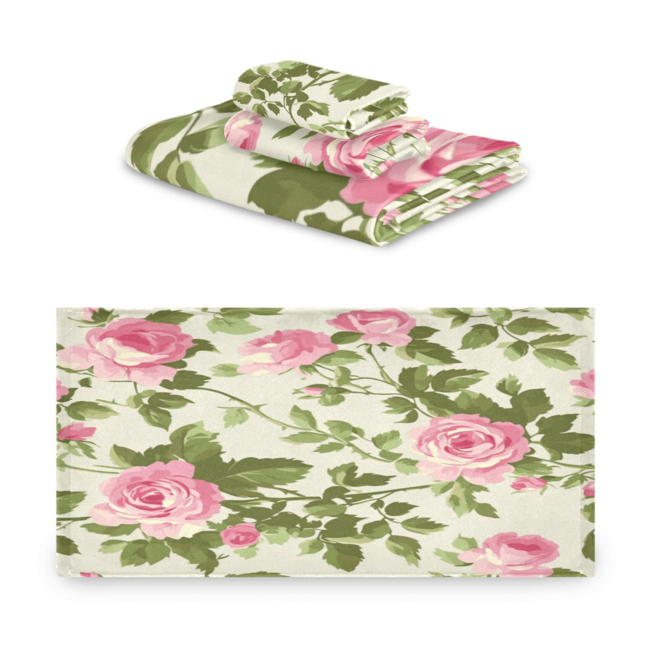 Three-Piece Towel Set Face Towel Towel Set Hand Towel Bath Towel Cotton Bath Towels Bath Towel Sets Hand Bath Towels Pretty Pink Rose