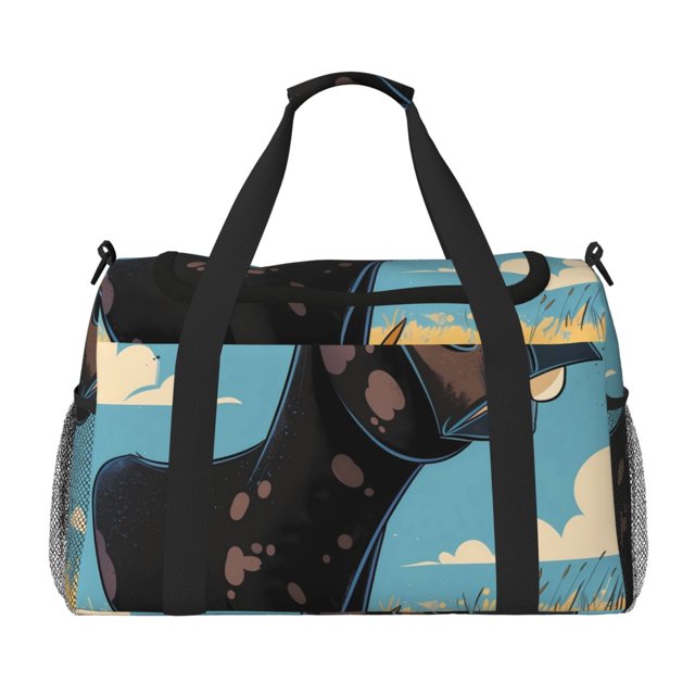 Balery Whimsical Cartoon Cow Bolsa de Gimnasio para Mujeres, Bolsa de Viaje con Bolsillo Húmedo, Bolsa de Fin de Semana para Mujeres, Bolsa de Viaje Resistente al Agua