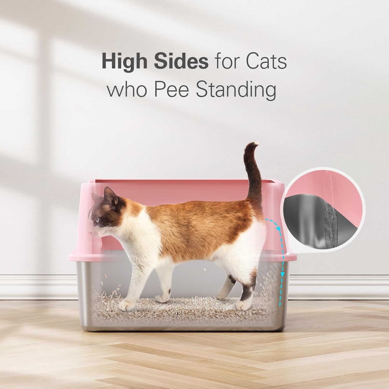Stainless Steel Litter Box, Multi-Color Litter Box - High Sided, Small Metal Litter Box for Kittens - Easy to Clean, Leak-Proof, Non-Stick, Odor-reducing