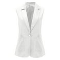 thumbnail image 3 of DuoJiaJ Women's And Linen Sleeveless Solid Color Color Cardigan Small Suit Jacket Women's Women Winter Coat White S, 3 of 4