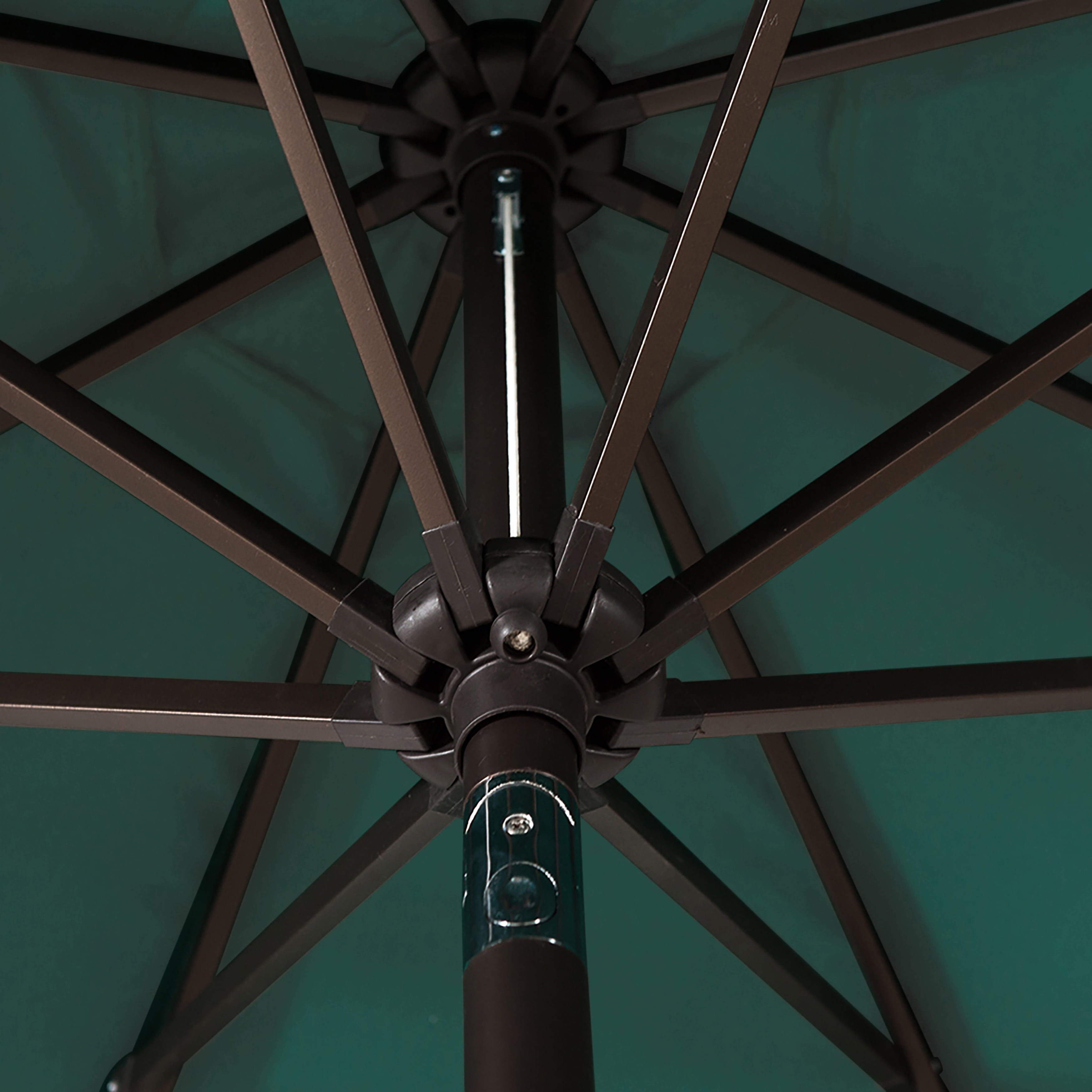 WestinTrends Paolo 9 Ft Patio Umbrella with Base Included, Market Table Umbrella with 20 Inch Fillable Bronze Round Base, Dark Green