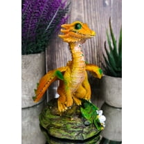 Fantasy Green Thumb Fruity Vitamin Orange Dragon Statue Fairy Garden Collectible