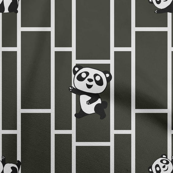 oneOone Velvet Gray Fabric Panda Animal Sewing Craft Projects Fabric Prints By Yard 58 Inch Wide