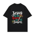 thumbnail image 2 of Christmas T Shirt Black Jesus Is The Reason For The Season With Candy Cane Cross And Holly Design For Holiday Celebration, 2 of 4
