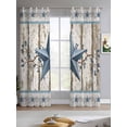thumbnail image 2 of Texas Star Navy Blue Sheer Curtains 84 Inch Length 2 Panels Set for Living Room/Bedroom, Farmhouse Vintage Art Wooden Kitchen Curtains Grommet Semi-Sheer Curtains Drapes Window Treatments 52"x84"x2, 2 of 7