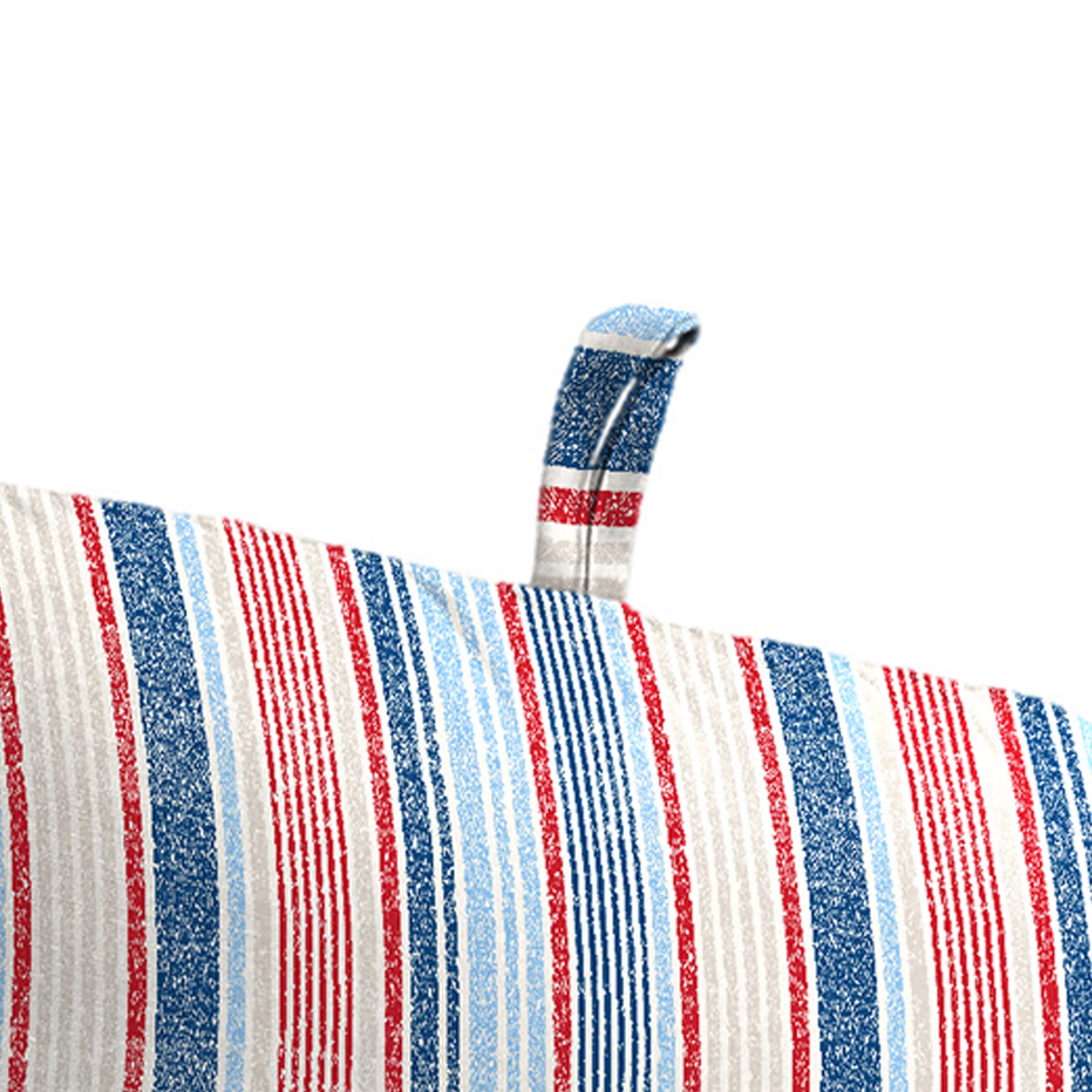 Jordan Manufacturing 45" x 22" Davian Razz Red, White and Blue Stripe Rectangular Outdoor Chair Cushion with Ties and Hanger Loop
