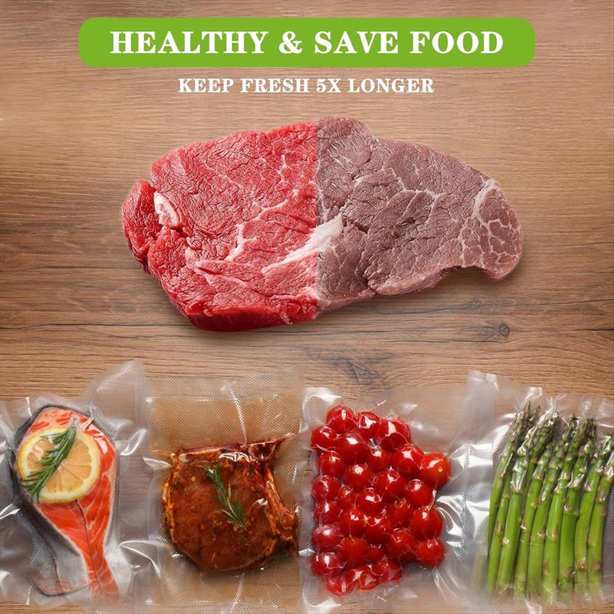 Vacuum Sealer for Food - Cordless Handheld Saver with 10 Pcs Bags, Preservation & Fresh