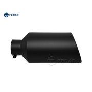 Fedar Black 4 inch Inlet 8 Outlet 18 Long Rolled End Angle Cut Exhaust Tip Tail Pipe
