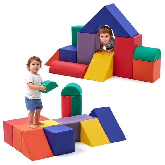 11-Piece Baby Soft Foam Play Set Colorful Climbing Blocks for Toddlers Climb and Crawl Activity Playset for Aged 1-3 Years Old